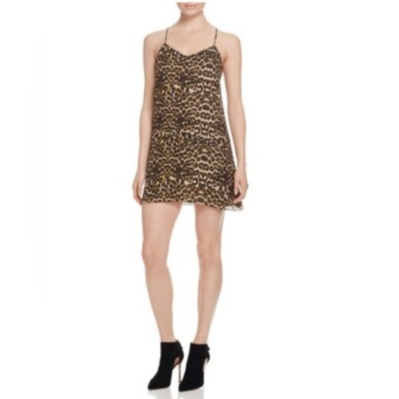 Rebecca Minkoff Leopard Print Slip Dress Size 4 Spaghetti Strap Satin Mini NWOT - Picture 2 of 8